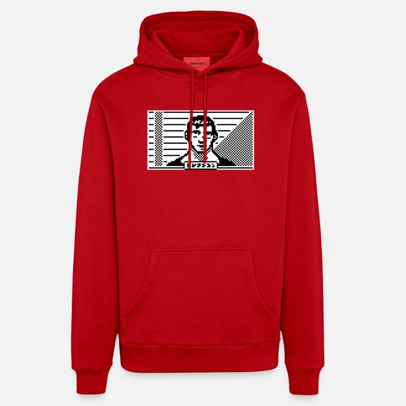 Portrait 8 bits - Sweat à capuche bio décontracté fabriqué en UE - rouge