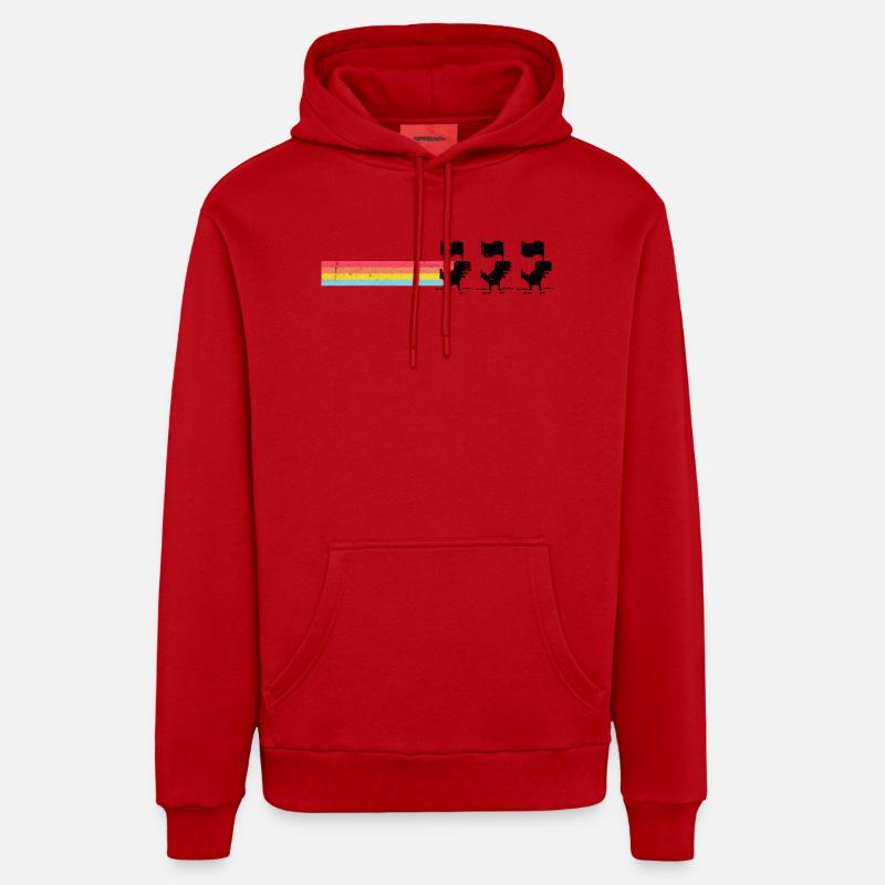 Silhouette de rayures arc-en-ciel pastel - Sweat à capuche bio décontracté fabriqué en UE - rouge
