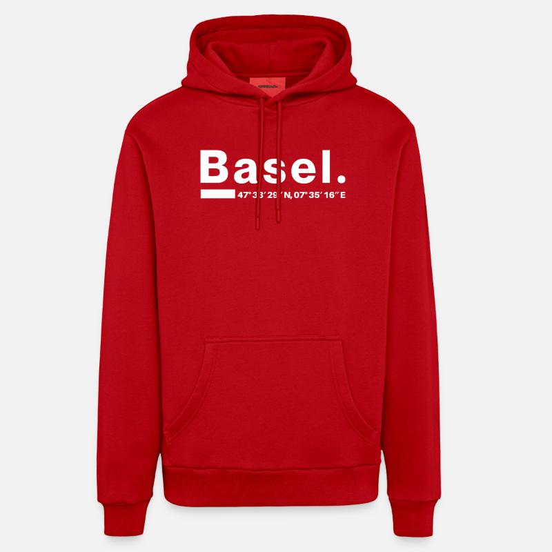Coordonnées Bâle - Sweat à capuche bio décontracté fabriqué en UE - rouge