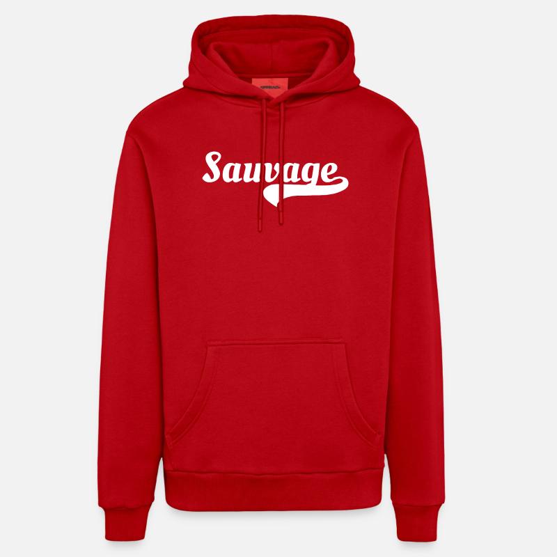 Sauvage  - Sweat à capuche bio décontracté fabriqué en UE - rouge