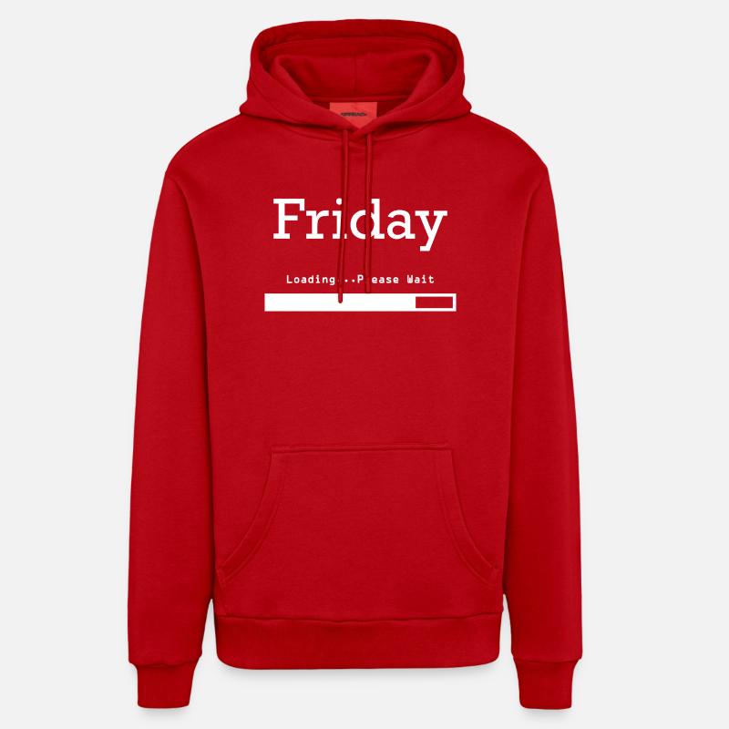 Friday Loading: Finally Friday & Weekend - Organic Relaxed Hoodie Made in EU - red