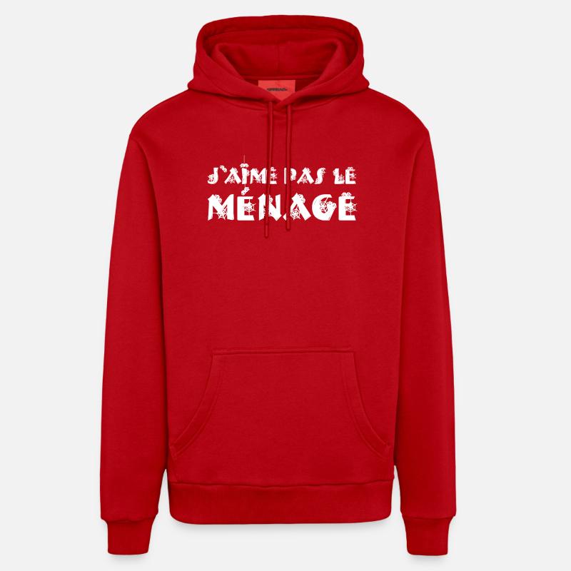 J'AIME PAS LE MÉNAGE !  - Sweat à capuche bio décontracté fabriqué en UE - rouge