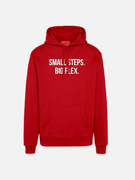 SMALL STEPS. BIG FLEX. | Greyline Official - Organic Relaxed Hoodie Made in EU - red
