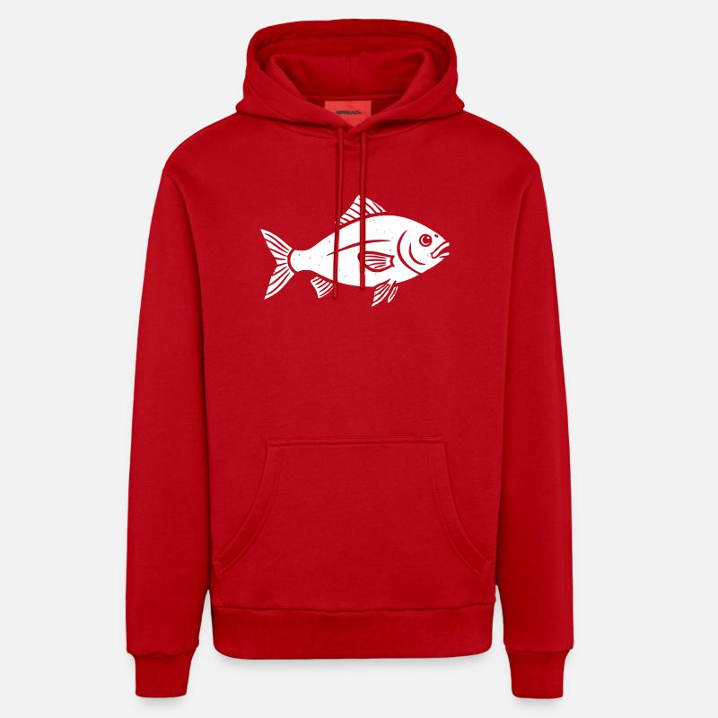 Poisson poisson vecteur pêche conception - Sweat à capuche bio décontracté fabriqué en UE - rouge