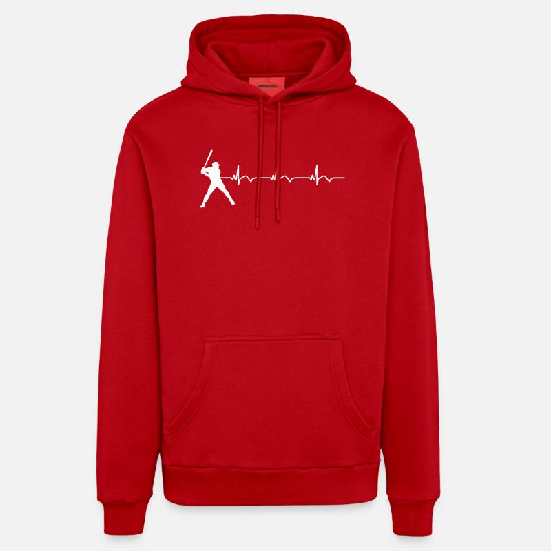 Baseball ECG Batte de baseball - Sweat à capuche bio décontracté fabriqué en UE - rouge