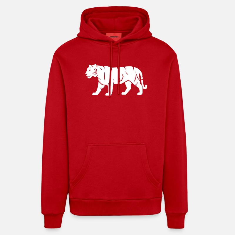 Tiger_Raubkatze_Wild_Tier_Vector_path22 - Sweat à capuche bio décontracté fabriqué en UE - rouge