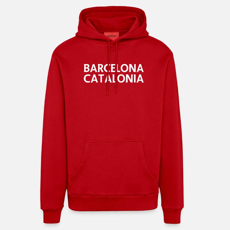 Barcelone, Catalogne - Sweat à capuche bio décontracté fabriqué en UE - rouge