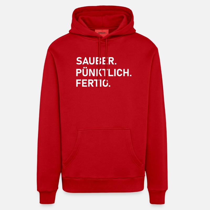 Propre. A temps. Travail professionnel. - Sweat à capuche bio décontracté fabriqué en UE - rouge
