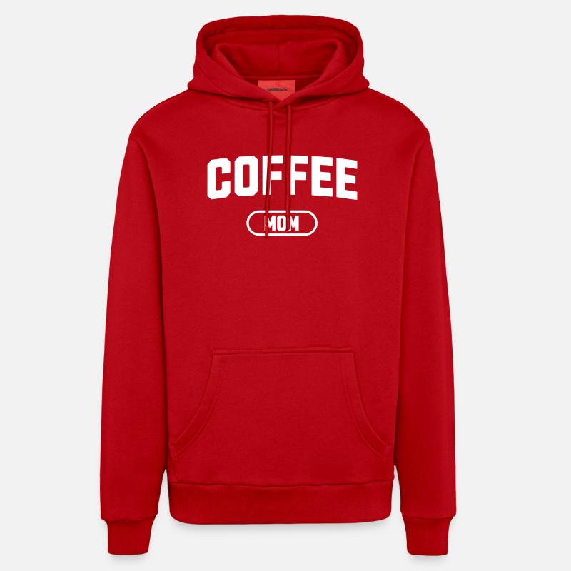 maman café - Sweat à capuche bio décontracté fabriqué en UE - rouge