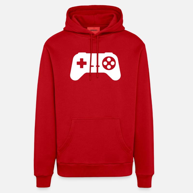 Silhouette rétro de manette - Sweat à capuche bio décontracté fabriqué en UE - rouge
