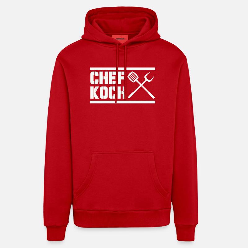 chef_koch - Sweat à capuche bio décontracté fabriqué en UE - rouge