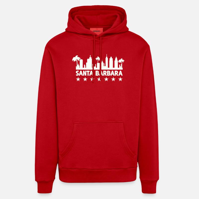 Silhouette côtière de Santa Barbara - Sweat à capuche bio décontracté fabriqué en UE - rouge