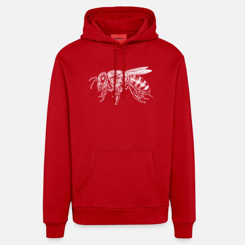 abeille - Sweat à capuche bio décontracté fabriqué en UE - rouge