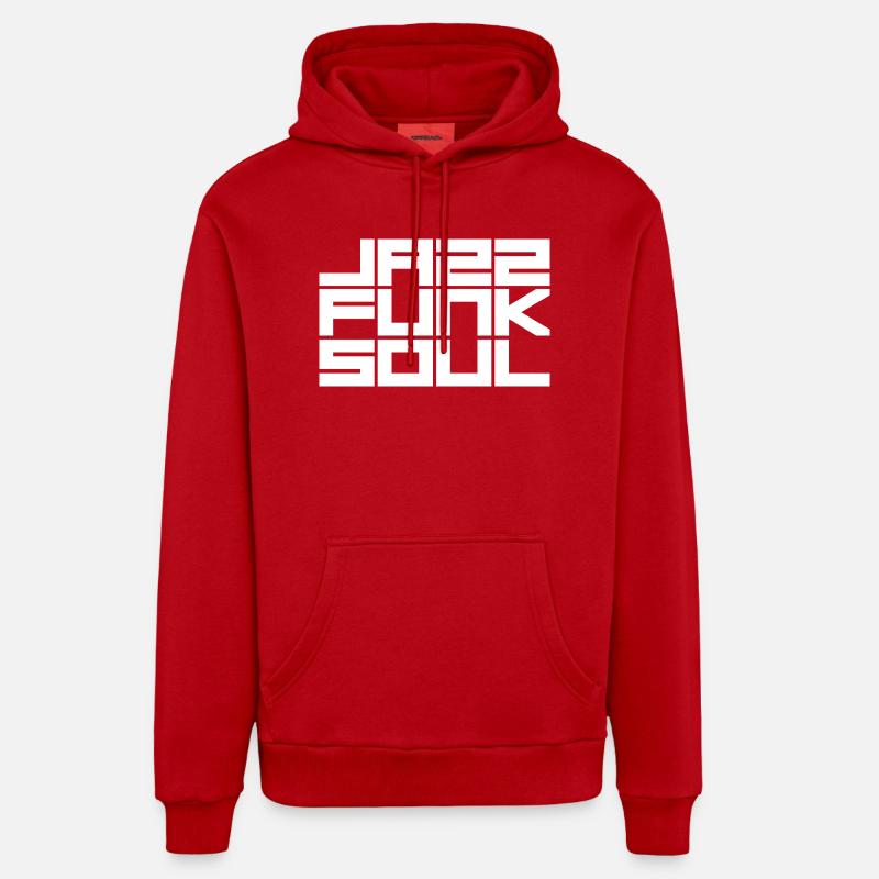 Monochrome Grid Geometric Pattern - Organic Relaxed Hoodie Made in EU - red