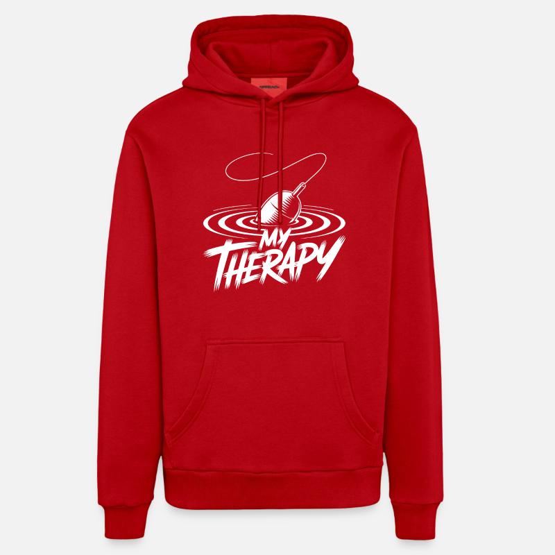 Thérapie de la pêche - Sweat à capuche bio décontracté fabriqué en UE - rouge