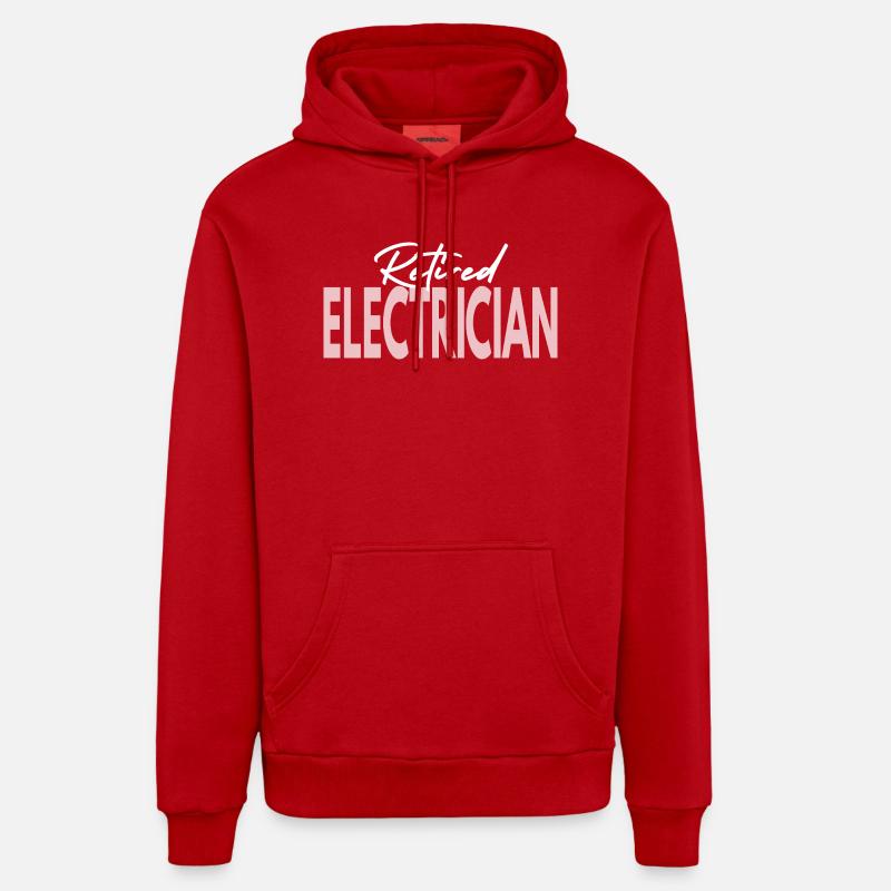 Électricien à la retraite - Sweat à capuche bio décontracté fabriqué en UE - rouge