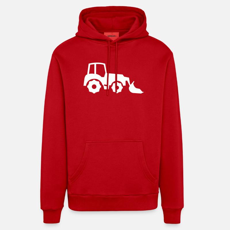 Traktor Silhouette Frontlader - Organic Relaxed Hoodie Made in EU - Rot