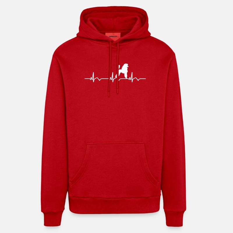 battement de cœur de caniche - Sweat à capuche bio décontracté fabriqué en UE - rouge