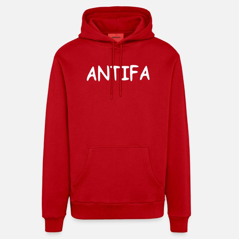 Antifa - blanc - Sweat à capuche bio décontracté fabriqué en UE - rouge