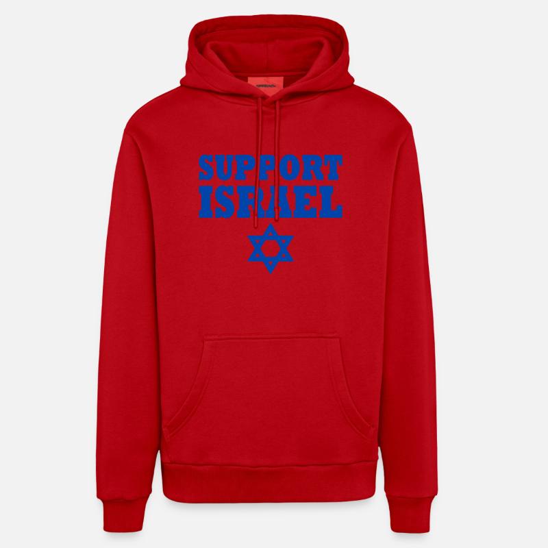 Support israel - Sweat à capuche bio décontracté fabriqué en UE - rouge