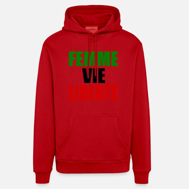 Femme vie liberté iran - Sweat à capuche bio décontracté fabriqué en UE - rouge
