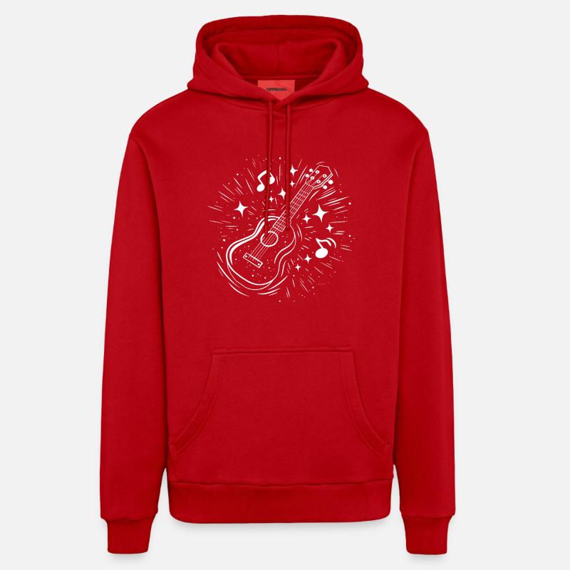Dessin de ukulélé - Sweat à capuche bio décontracté fabriqué en UE - rouge