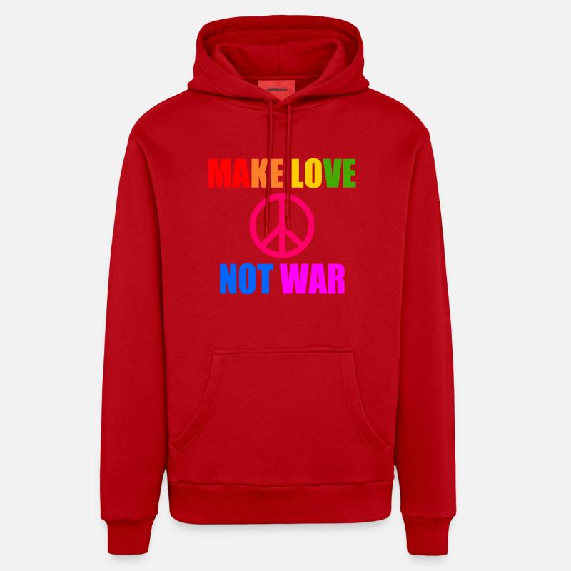 Make love not war - Sweat à capuche bio décontracté fabriqué en UE - rouge