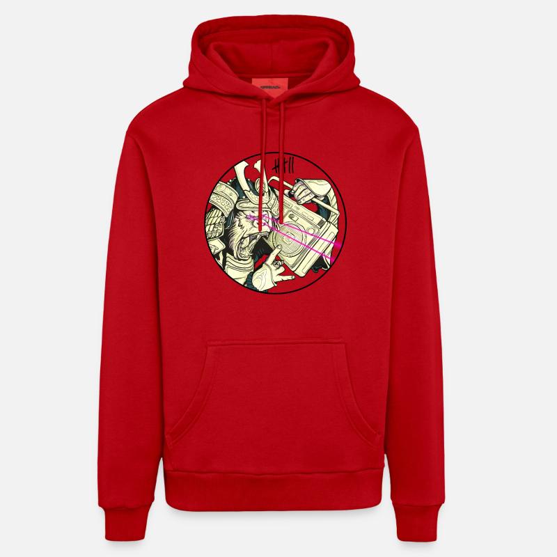 7 Vêtements - Gorilla Samurai - Sweat à capuche bio décontracté fabriqué en UE - rouge