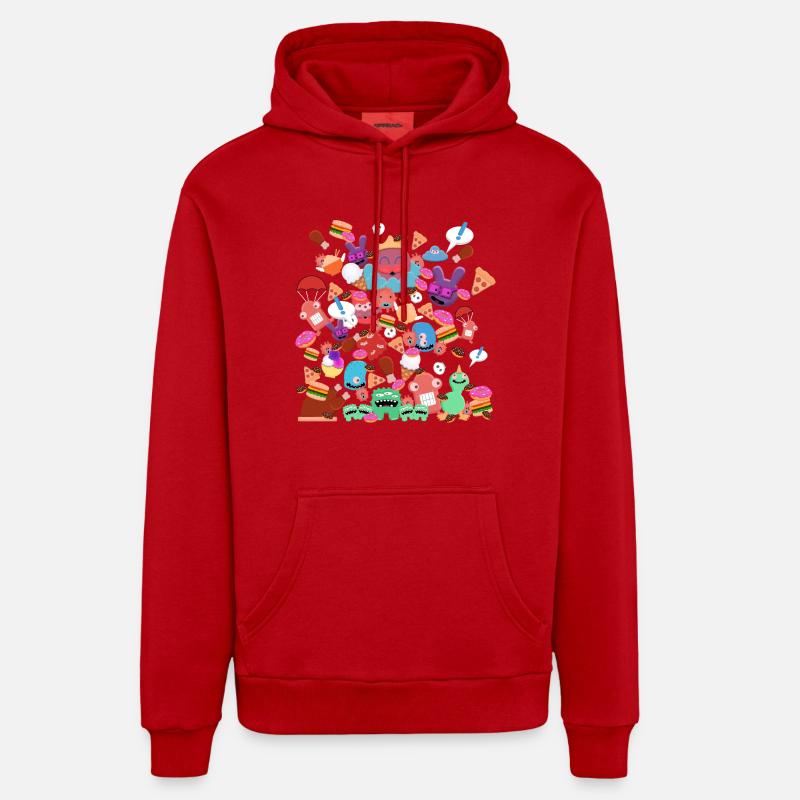 Petits monstres - Sweat à capuche bio décontracté fabriqué en UE - rouge
