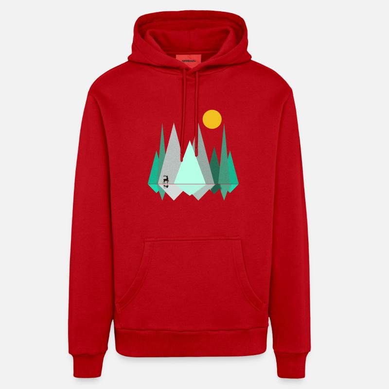 Forêt abstraite - Sweat à capuche bio décontracté fabriqué en UE - rouge