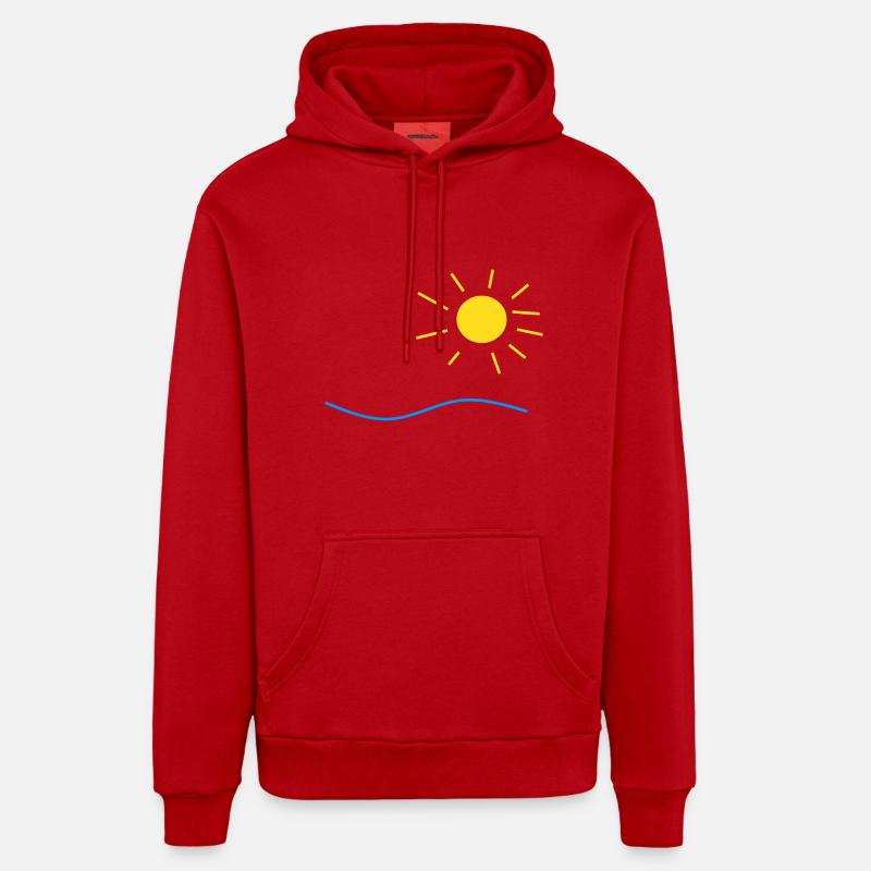 Soleil et mer - Sweat à capuche bio décontracté fabriqué en UE - rouge