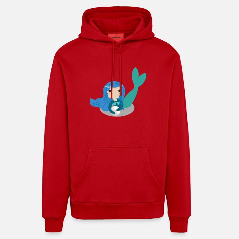 Perle de coquille de sirène - Sweat à capuche bio décontracté fabriqué en UE - rouge