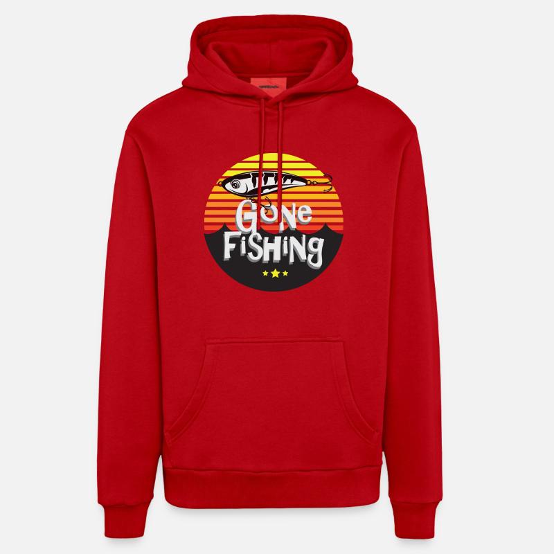 Pêche à la ligne - Sweat à capuche bio décontracté fabriqué en UE - rouge