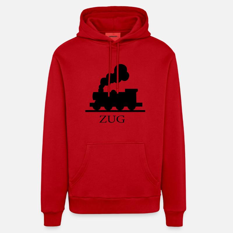 Train - Sweat à capuche bio décontracté fabriqué en UE - rouge