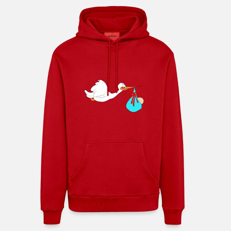 Stork apporte bébé - Sweat à capuche bio décontracté fabriqué en UE - rouge
