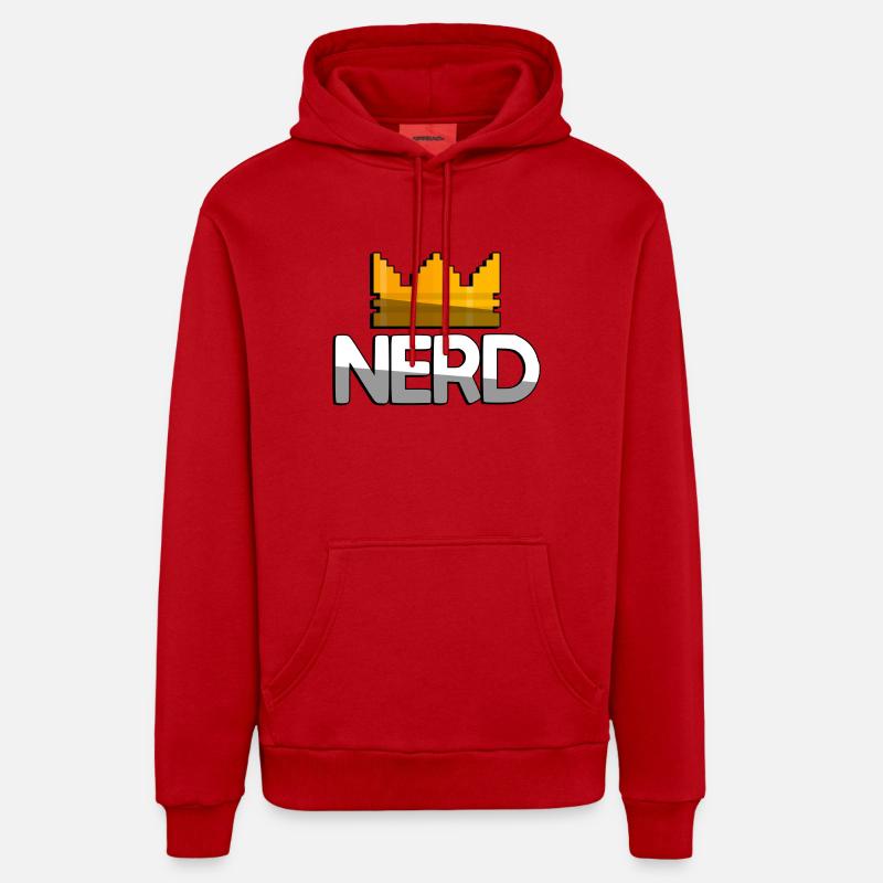 NERD + King Crown - Jeux vidéo - Sweat à capuche bio décontracté fabriqué en UE - rouge