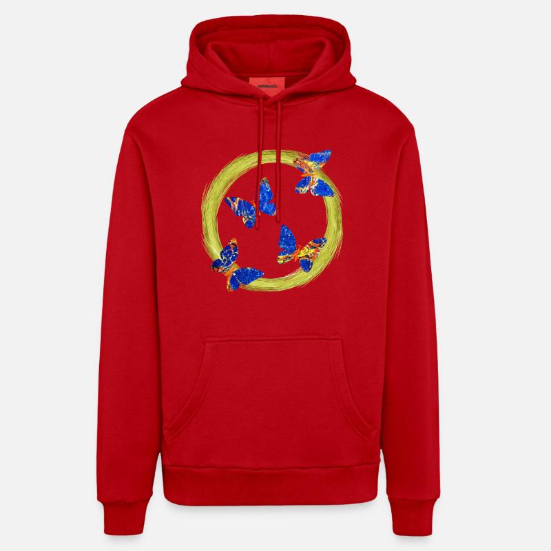 papillons e 273 - Sweat à capuche bio décontracté fabriqué en UE - rouge