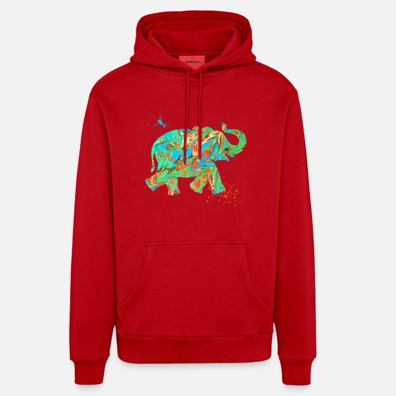 éléphant e 4 - Sweat à capuche bio décontracté fabriqué en UE - rouge