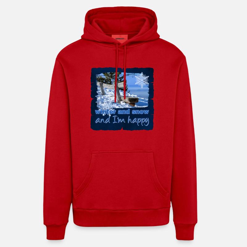 Hiver 7 - Sweat à capuche bio décontracté fabriqué en UE - rouge