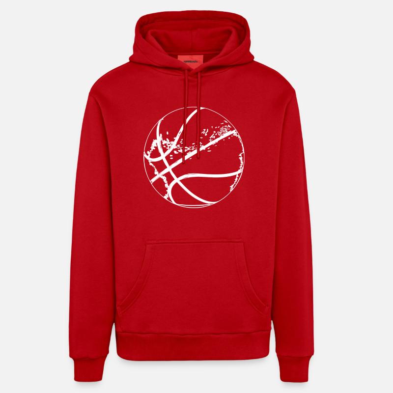 Balle de basket-ball - Sweat à capuche bio décontracté fabriqué en UE - rouge