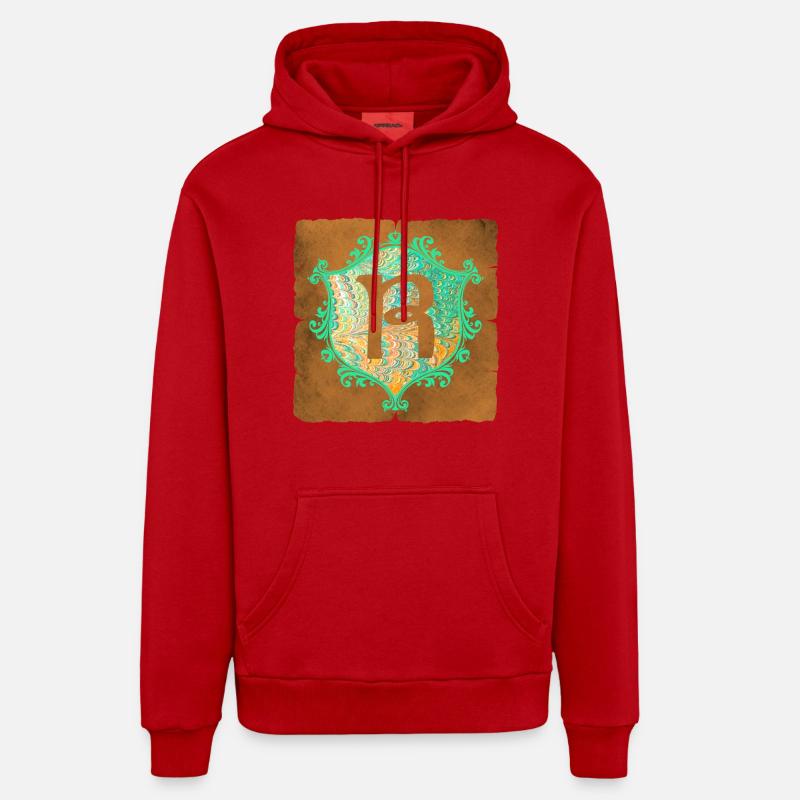 E 36 R - Sweat à capuche bio décontracté fabriqué en UE - rouge