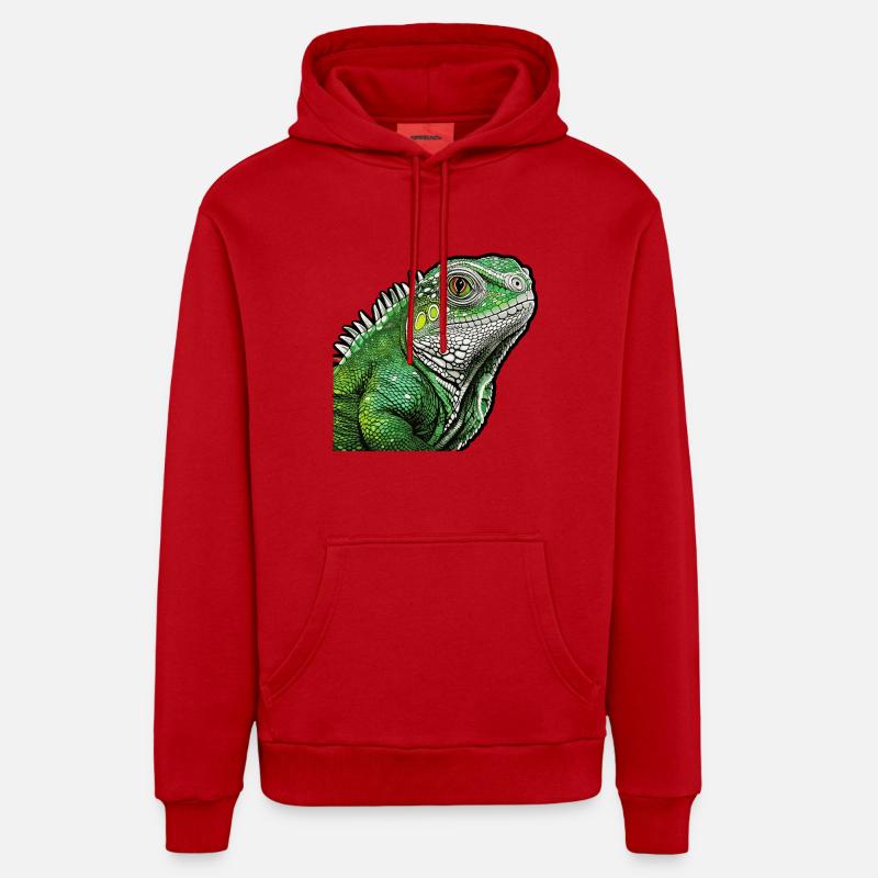 Iguane - Emerald Odyssey - Sweat à capuche bio décontracté fabriqué en UE - rouge
