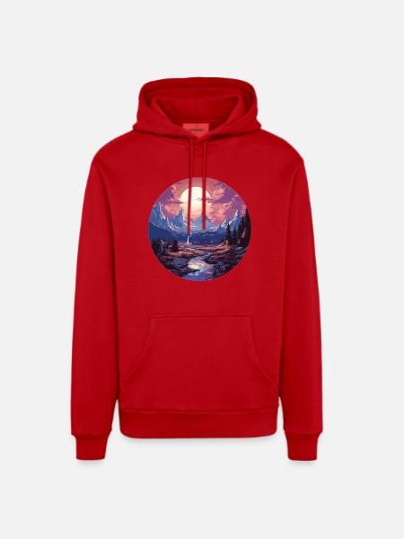 Landscape - Illustration - Organic Relaxed Hoodie Made in EU - red