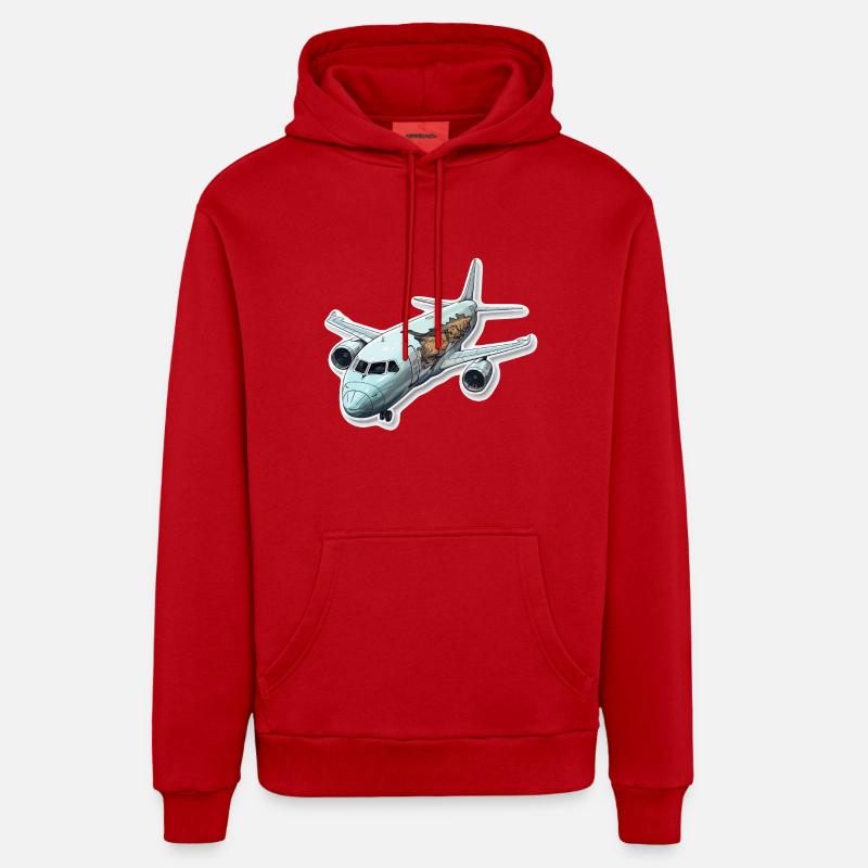 Avion - illustration - Sweat à capuche bio décontracté fabriqué en UE - rouge