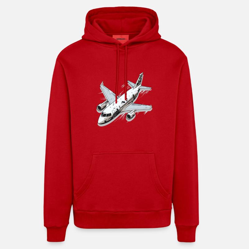 Avion - illustration - Sweat à capuche bio décontracté fabriqué en UE - rouge