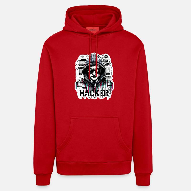 Hacker - Illustration - Sweat à capuche bio décontracté fabriqué en UE - rouge