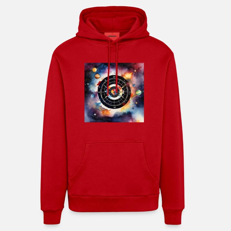 Carnaval de fléchettes cosmiques - Sweat à capuche bio décontracté fabriqué en UE - rouge