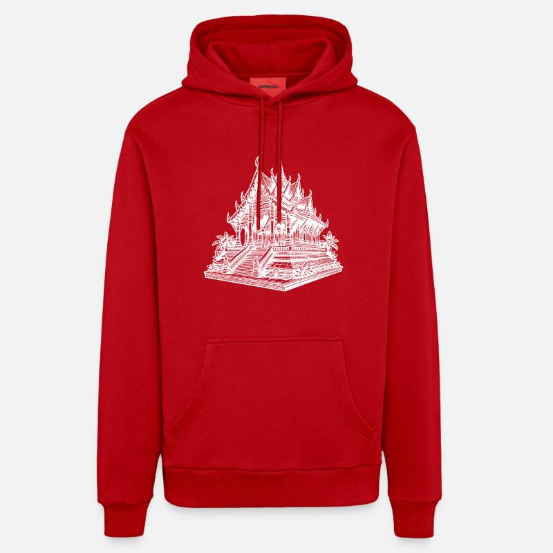 Exotique Jolie Thaïlande Temple - Sweat à capuche bio décontracté fabriqué en UE - rouge
