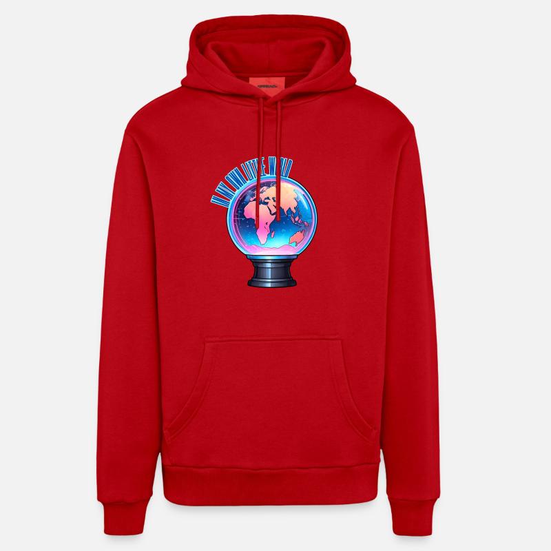 Dans mon petit monde - Sweat à capuche bio décontracté fabriqué en UE - rouge