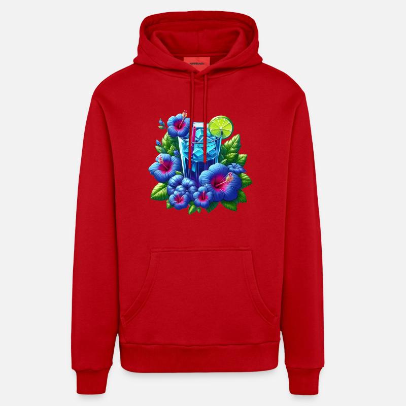 Thé bleu à l’hibiscus - Sweat à capuche bio décontracté fabriqué en UE - rouge